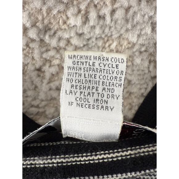 Norton Studio Petite Size PL Striped Casual Button Cardigan Sweater Black White - Picture 9 of 10